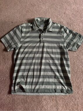 Under Armour Olive and Dark Olive Striped Polo
